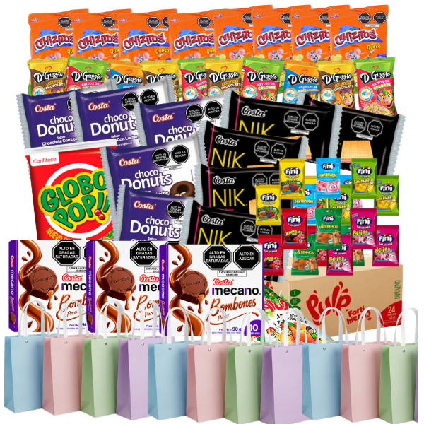 PACK PARA 30 NIÑOS CON BOLSA ESCARCHADA