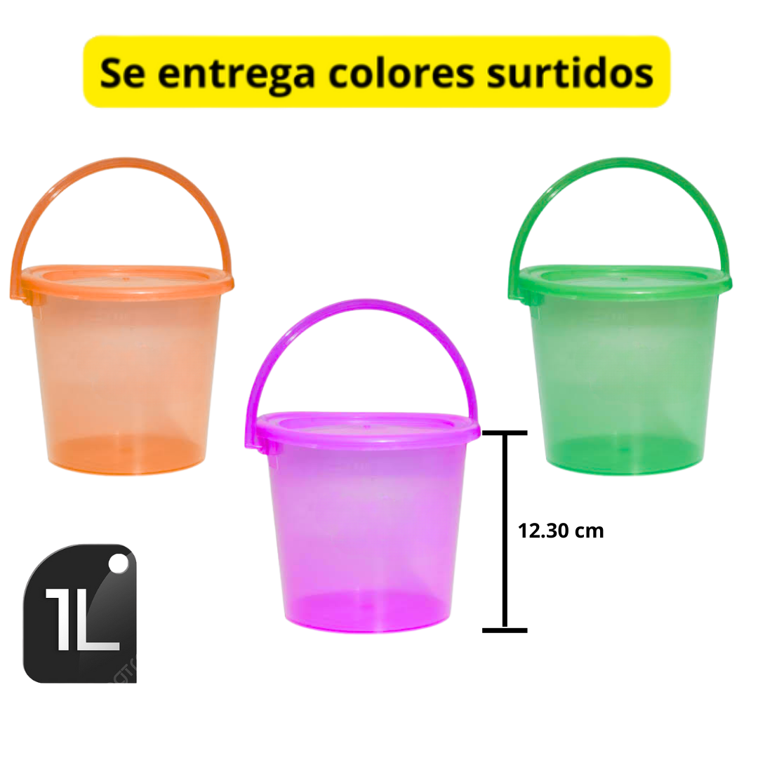 BALDECITOS DE 1 LITRO PARA GOLOSINAS TRANSPARENTE X UND