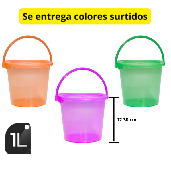 BALDECITOS DE 1 LITRO PARA GOLOSINAS TRANSPARENTE X UND