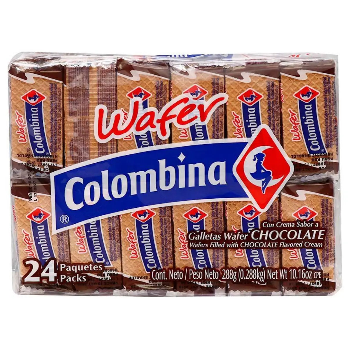 MINI WAFER COLOMBINA CHOCOLATE x 24 UND